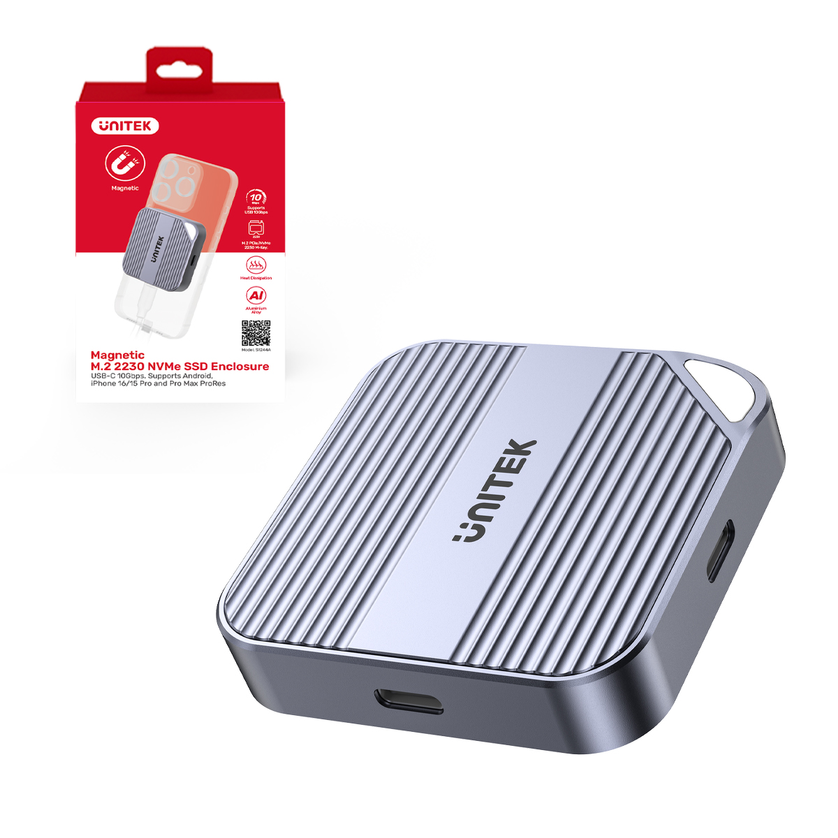 Unitek Obudowa magnetyczna SolidForce Reefer USB-C do M.2 SSD (NVMe/SATA)