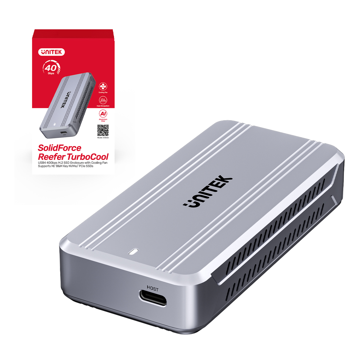 Unitek Aktywnie chłodzona obudowa M2 NvMe SSD USB4 40Gbps