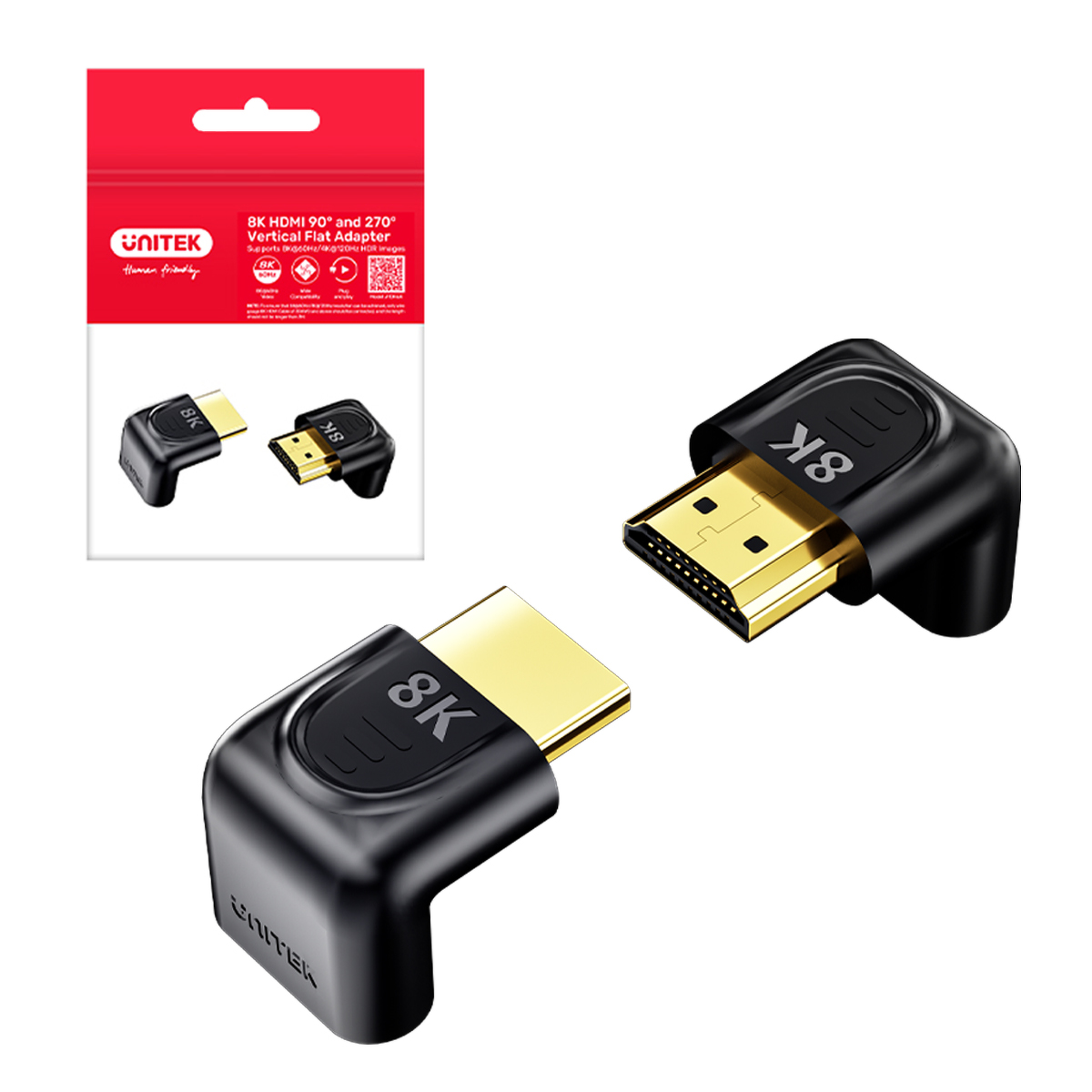 Unitek Adapter kątowy 8K HDMI 90 i 270 stopni
