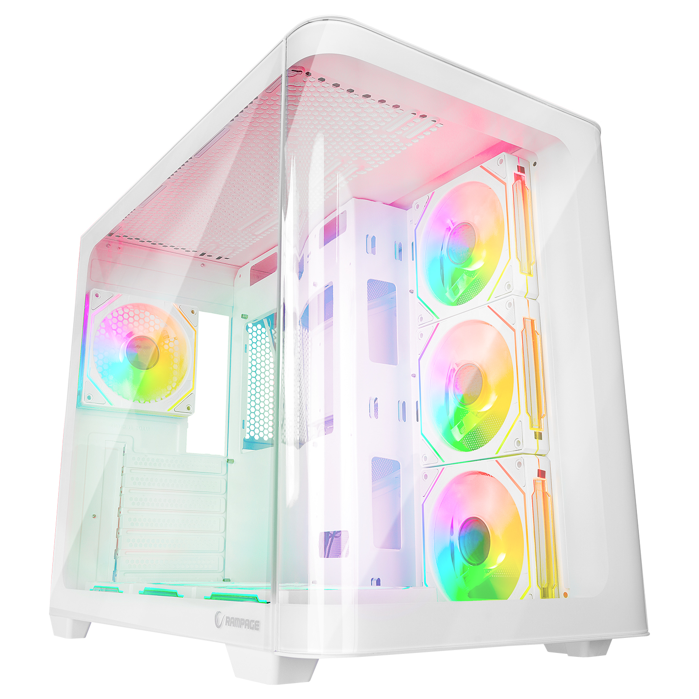 Rampage Loopy Obudowa PC akwarium 7x wentylator ARGB Infinity HUB biała