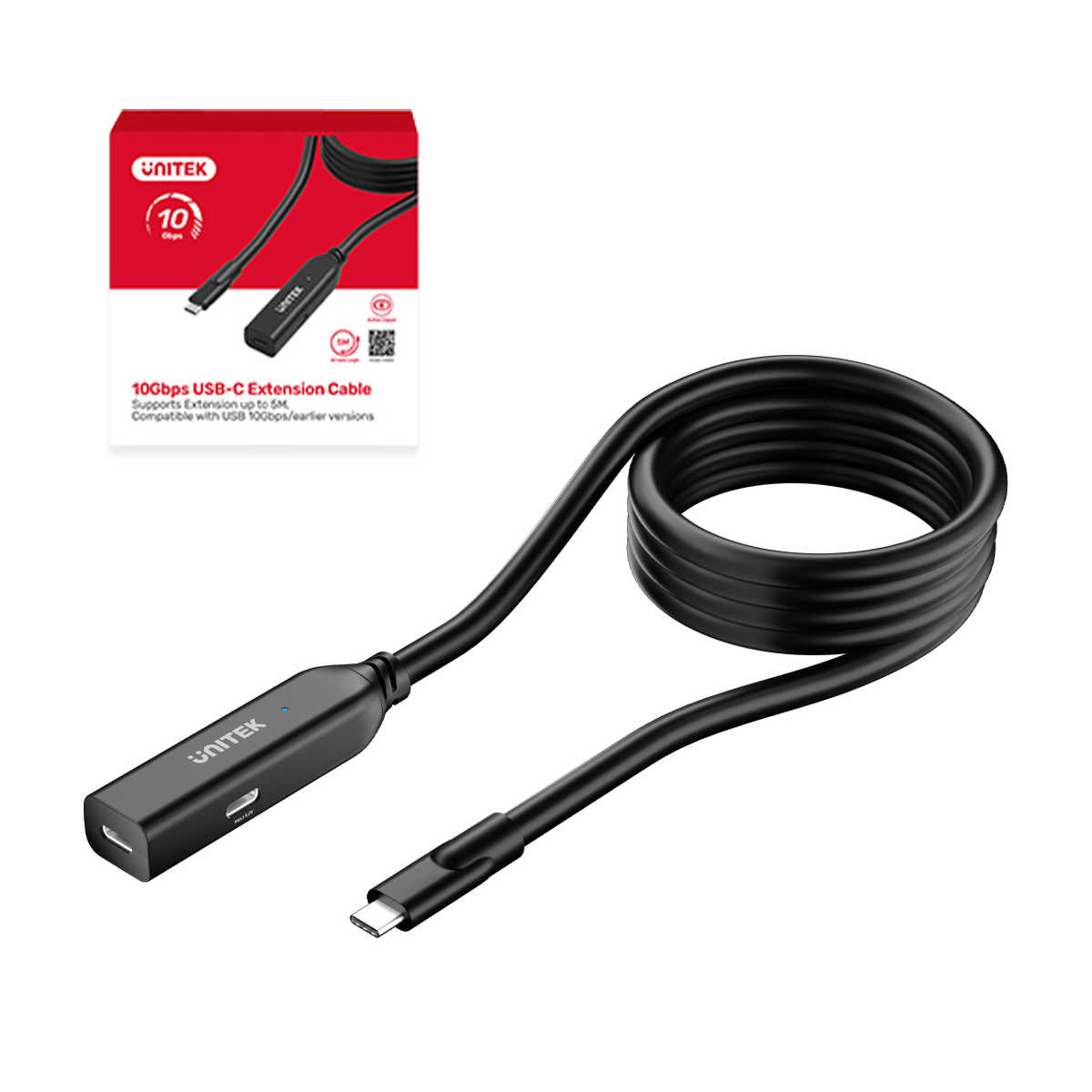 Unitek Kabel przedłużający USB-C 10 Gbps 5m, czarny