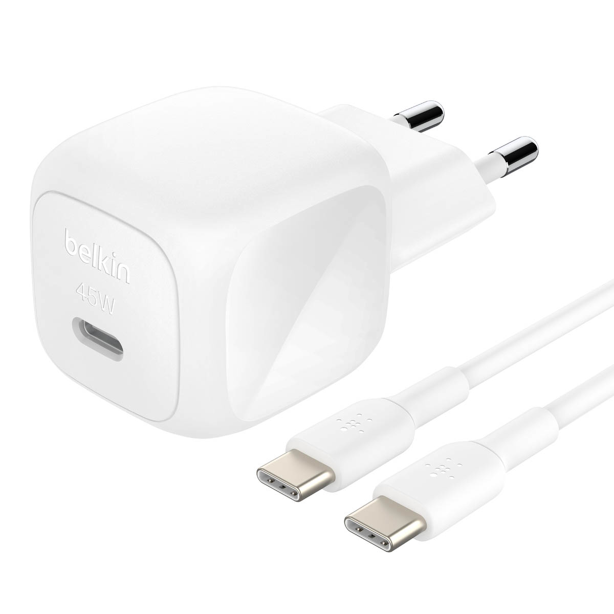 Belkin Ładowarka USB-C 45W, PD 3.1, BoostCharge, kompaktowa, kabel USB-C, biała
