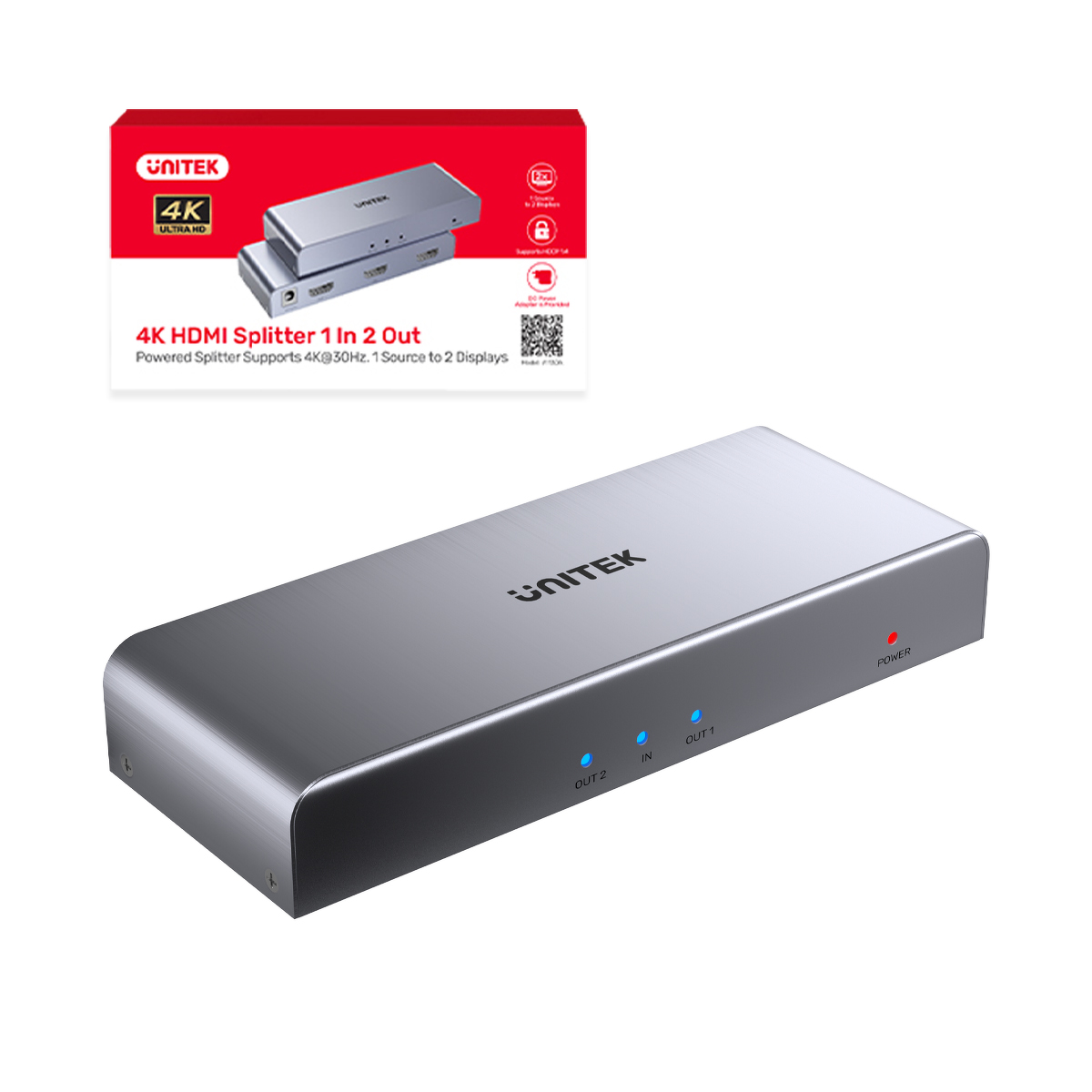 Unitek Rozgałęźnik sygnału HDMI 1 IN-2 OUT 4K
