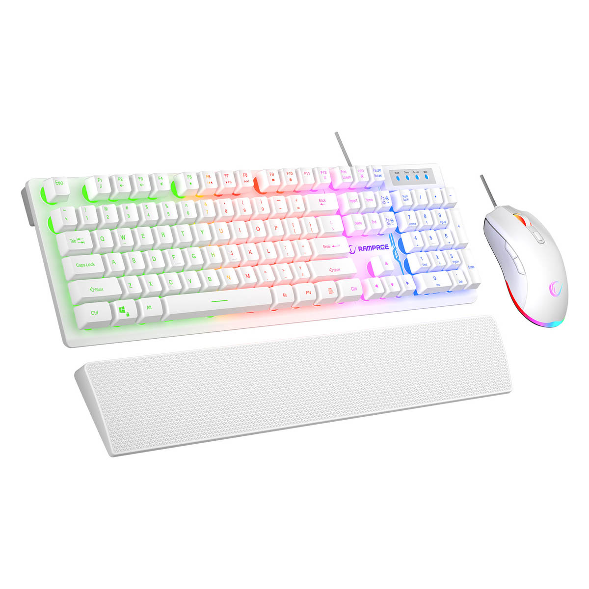 Rampage Fortuna Zestaw gamingowy klawiatura z podkładką i mysz 12800 DPI, biały