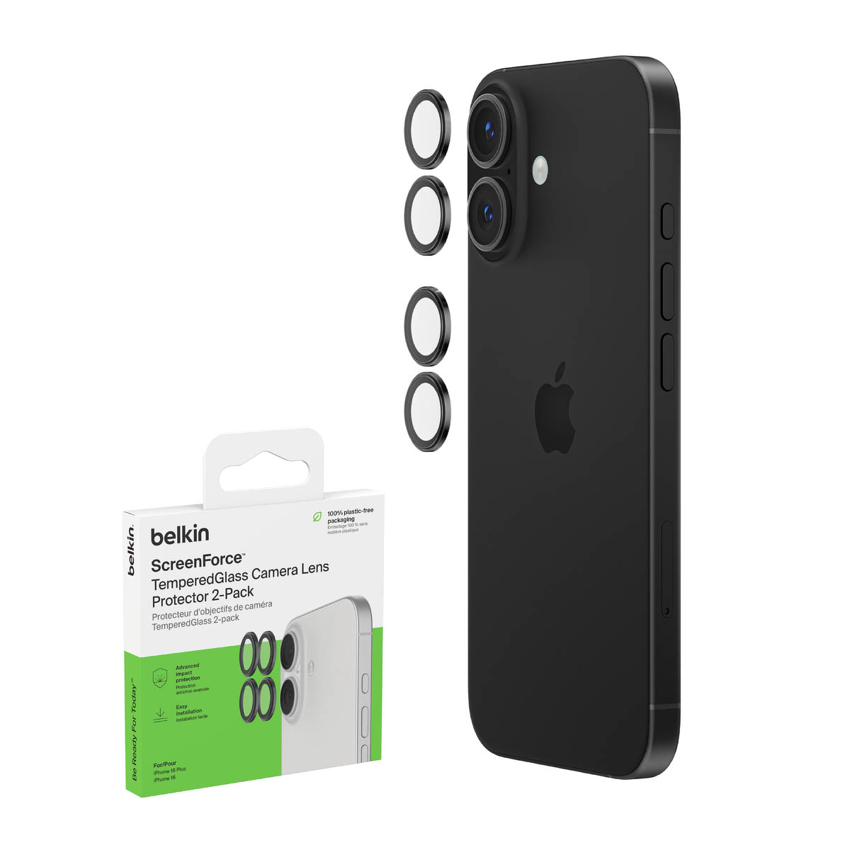 Belkin Szkła ochronne na obiektywy aparatu iPhone 17 / 16 / 16 Plus, 2 zestawy
