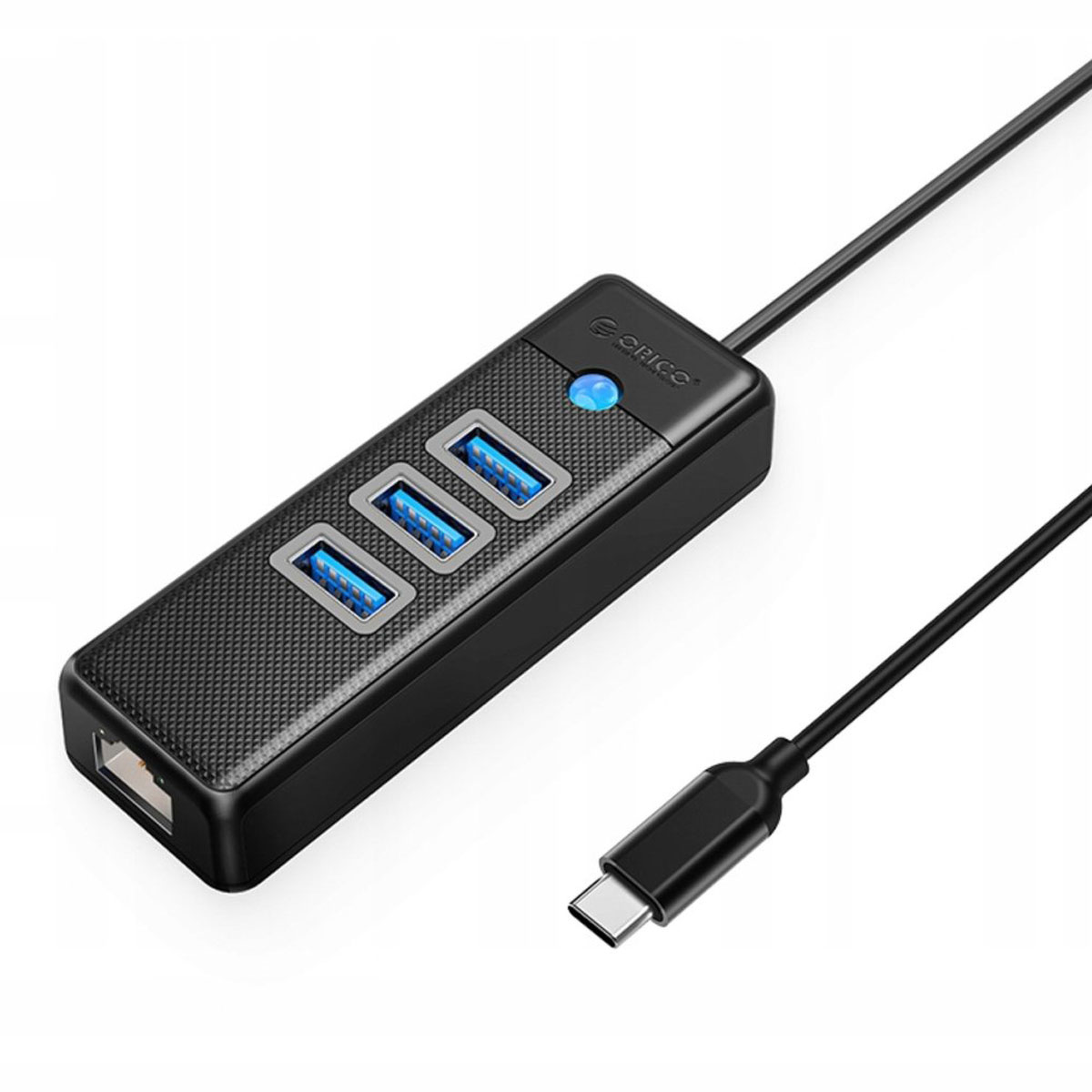 Orico Hub USB-C, RJ45 Ethernet 2,5Gbps, 3x USB-A, czarny