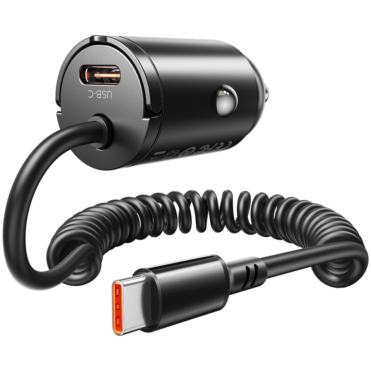 Orico Ładowarka samochodowa PD 30W, 2 x USB-C, z kablem spiralnym
