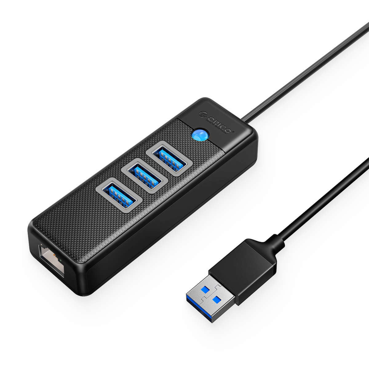 Orico Hub USB-A, RJ45 Ethernet 2,5Gbps, 3x USB-A, czarny