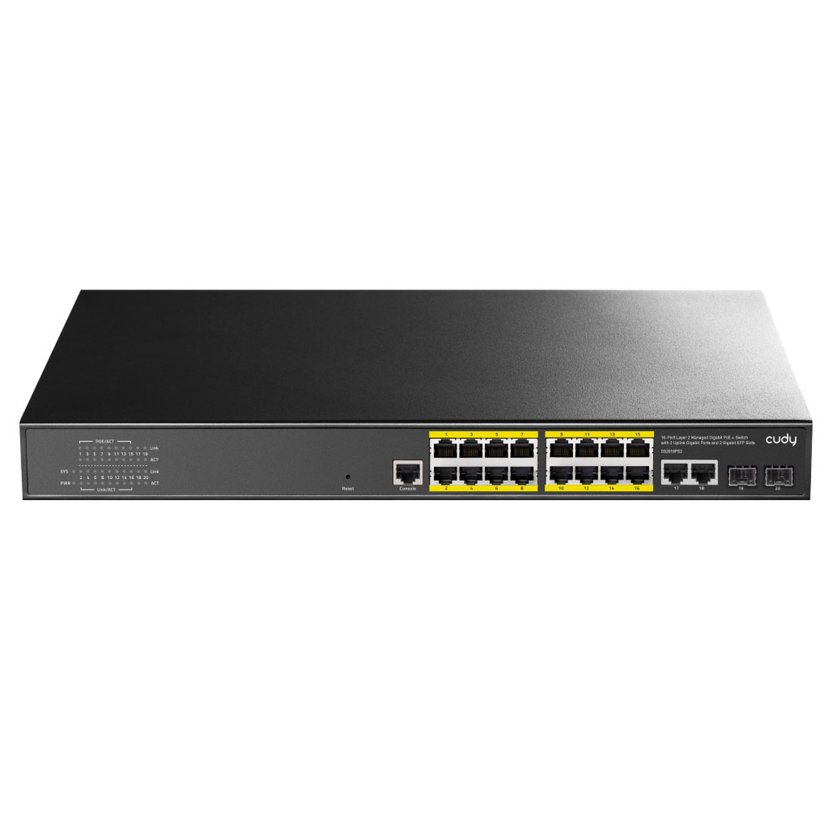 CUDY GS2018PS2-200W | przełącznik sieciowy, 16-portowy, Gigabit, PoE+, 200W, zarządzalny