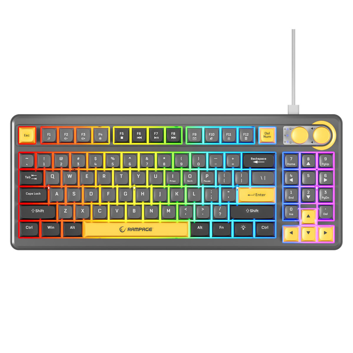 Rampage klawiatura gamingowa CYCLONE KNOB RGB 90%