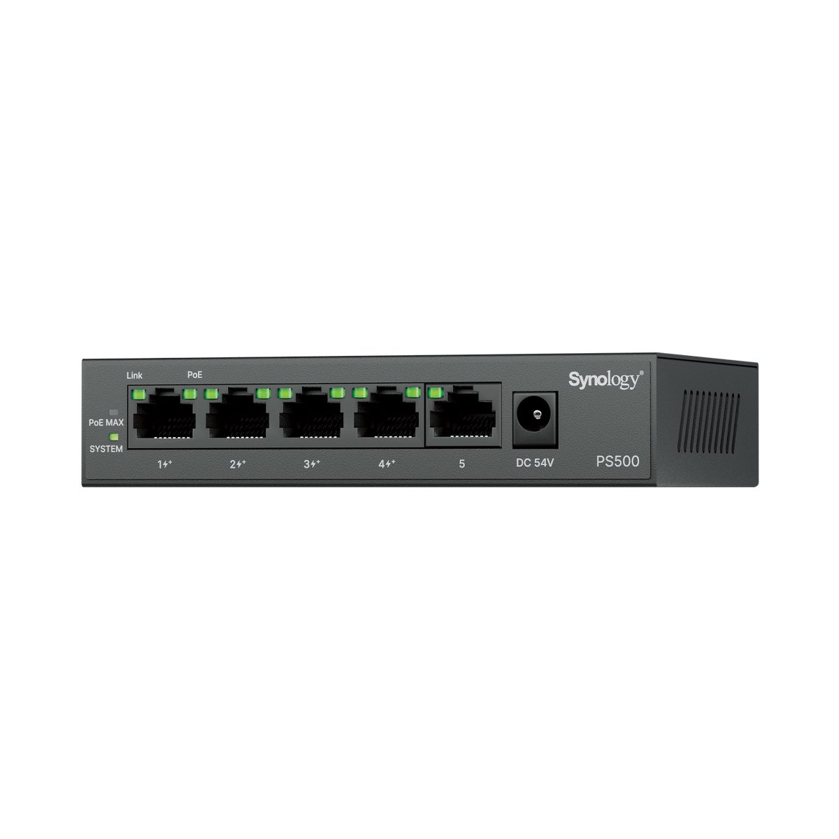Synology PS500 | Switch PoE, 5 portów GE, 4xGE PoE+, 60W