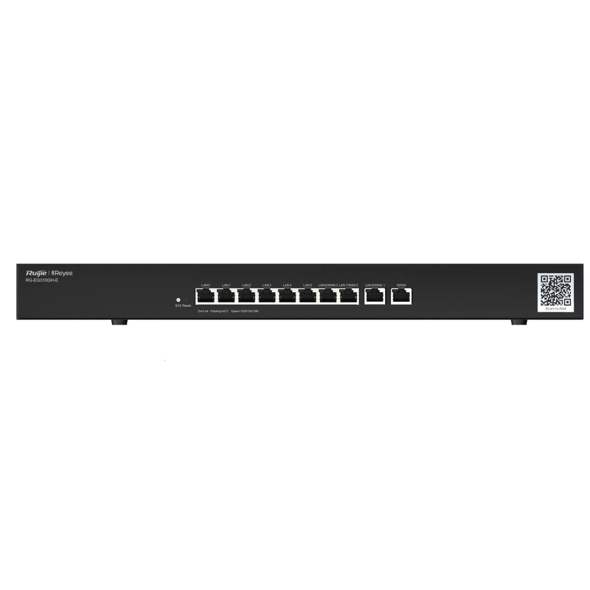 Ruijie Reyee RG-EG310GH-E | Kontroler, Router, 10 portów, 10xGE, 1xWAN, 6xLAN, 3xWAN/LAN, VPN, Cloud, Rack