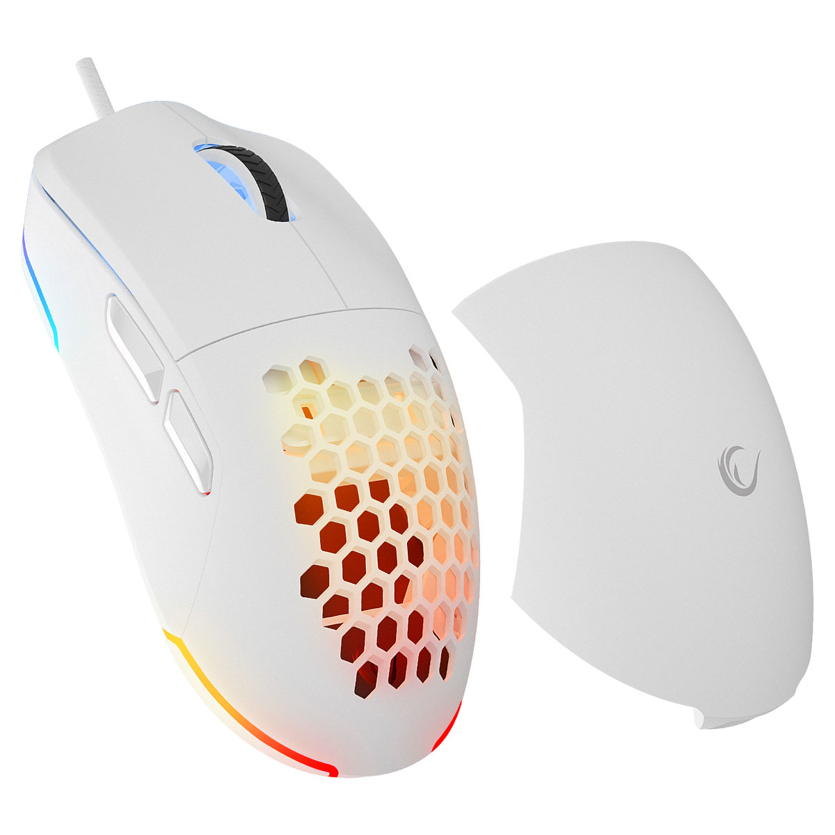 Rampage BLINK myszka gamingowa przewodowa USB, 12800 DPI, RGB, sensor optyczny, biała