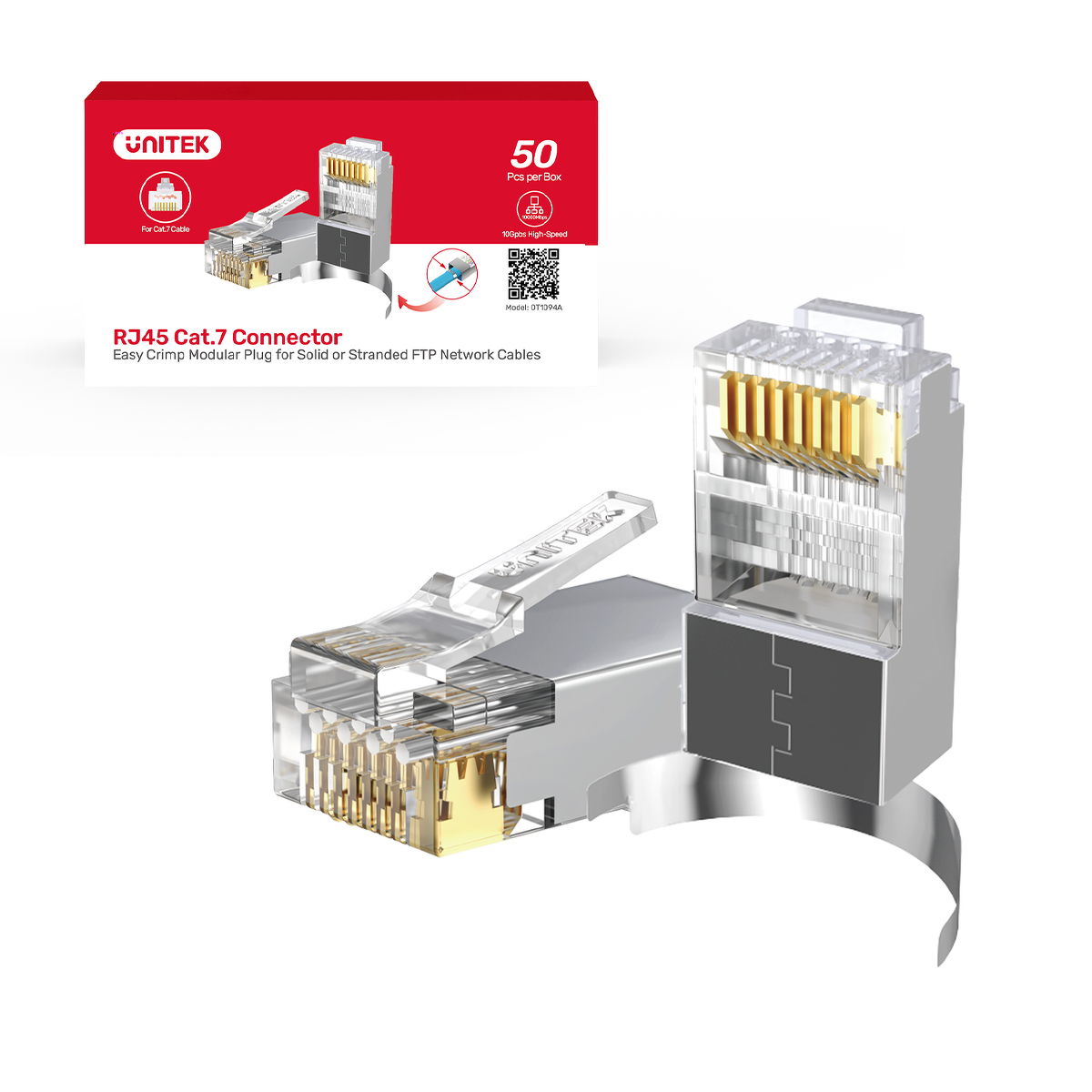 Unitek Wtyk modularny Pass-Through RJ45 Cat. 7, 50szt. OT1094ATP01