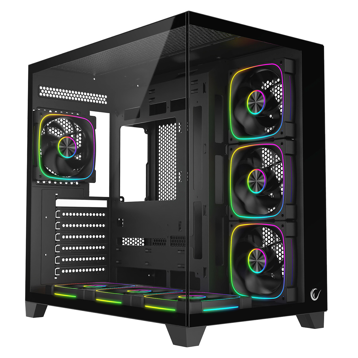 Rampage Obudowa PC ze szkłem hartowanym SEALITE 7x wentylator ARGB PWM Czarna