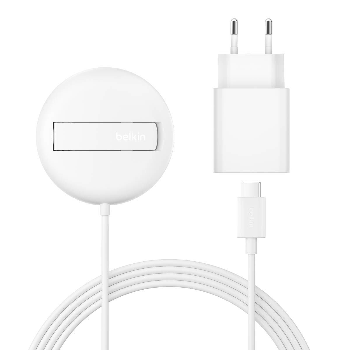 Belkin Ładowarka magnetyczna, Qi2 15W, rozkładana, zasilacz 20W, biała