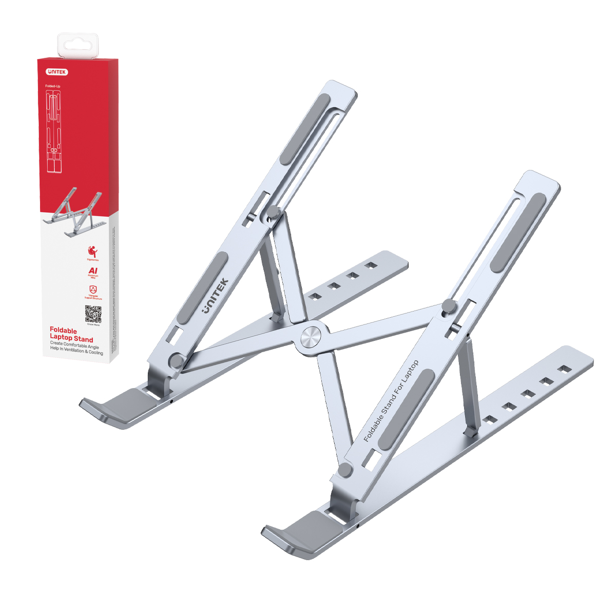 Unitek Podstawka pod laptopa, składana, aluminium