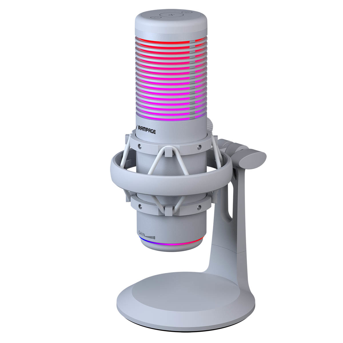 Rampage Bemol Mikrofon gamingowy/do podcastów RGB USB-C biały