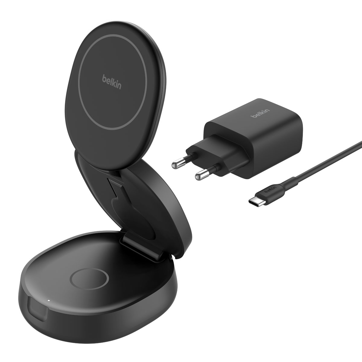 Belkin Ładowarka magnetyczna 3w1, składana, Qi2 15W, zasilacz 36W, czarna