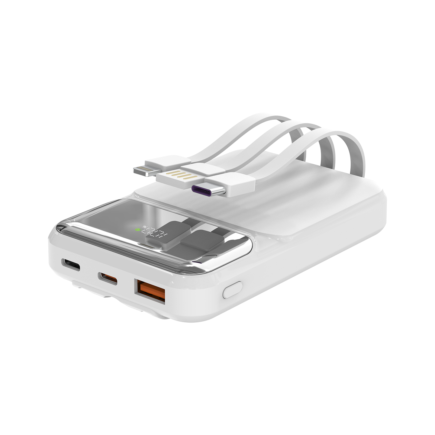 S-Link P104 Powerbank 10 000 mAh z wbudowanymi kablami, HSC 22.5W, PD 20W, biały