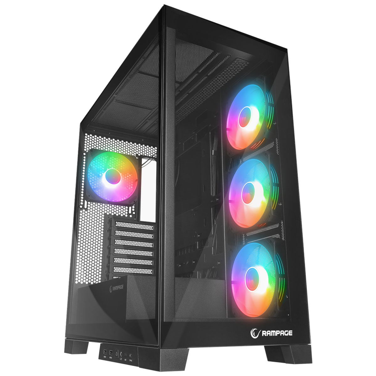 Rampage Hydra V2 Obudowa PC akwarium 4x wentylator ARGB czarna