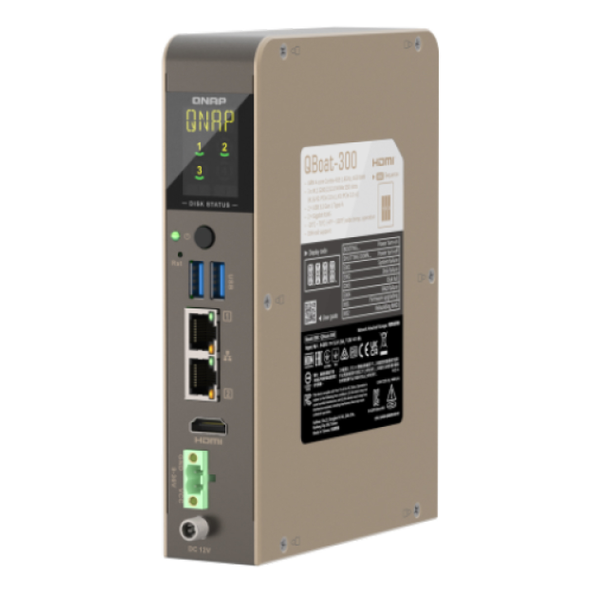 QNAP QBoat-300 | 3 zatokowy industrialny bezwentylatorowy NAS, Zasilanie DC, ARM 4GB, Compact