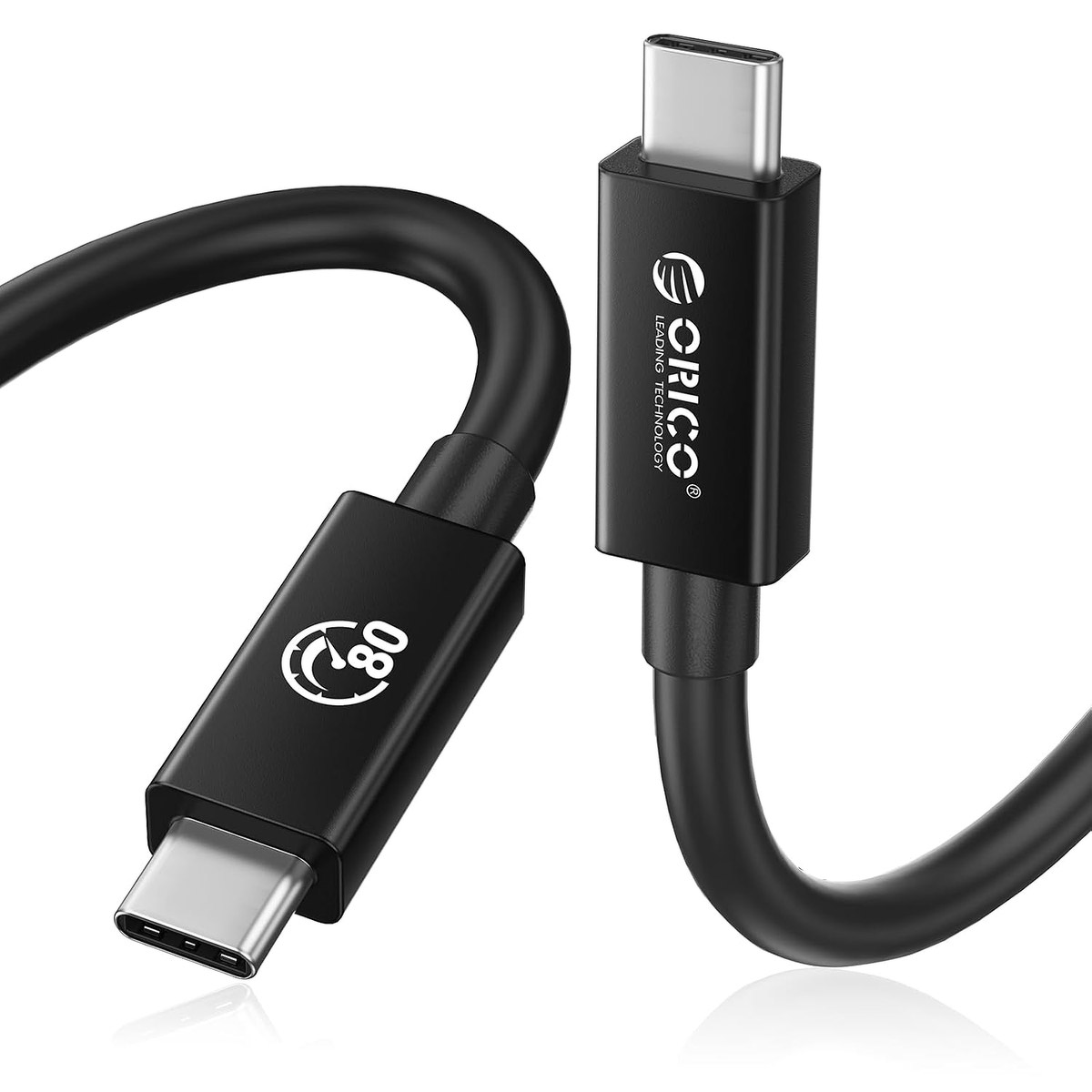 Orico Przewód Thunderbolt 5 USB-C 80Gbps, 240W, 8K@60Hz, 1,5m, czarny