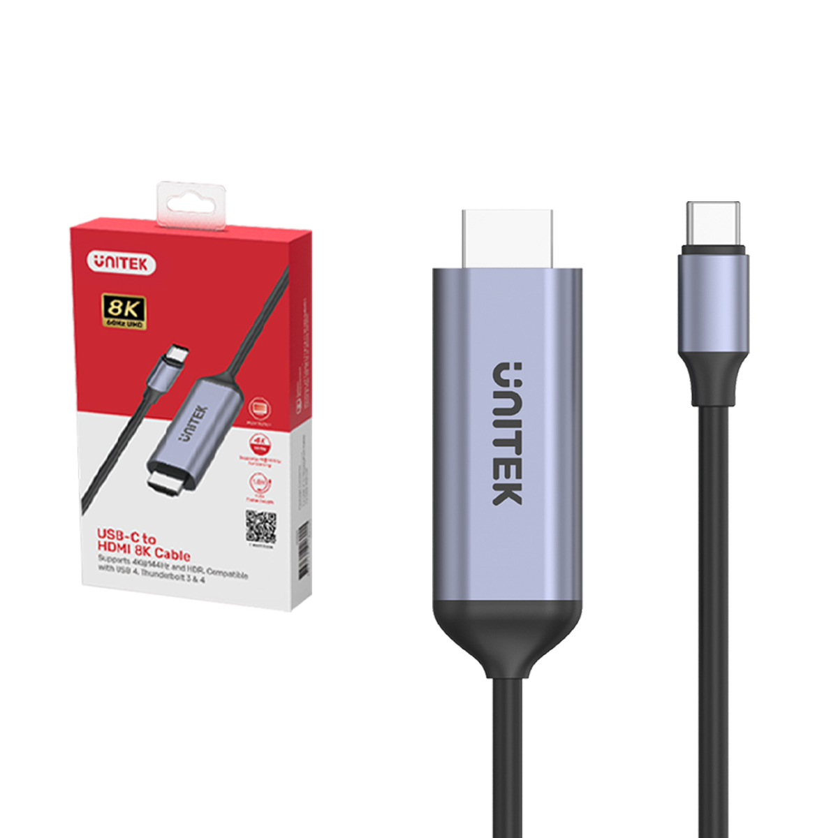 Unitek Kabel USB-C do HDMI 8K | USB 4 | HDR10+ | HDCP 2.3 | 1.8m