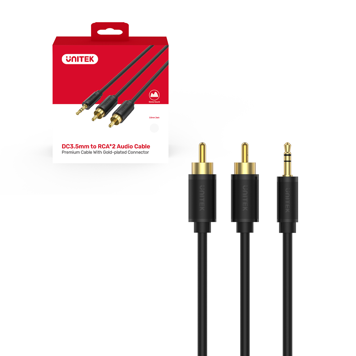 Unitek Kabel audio mini jack 3,5 mm na 2× RCA 3m