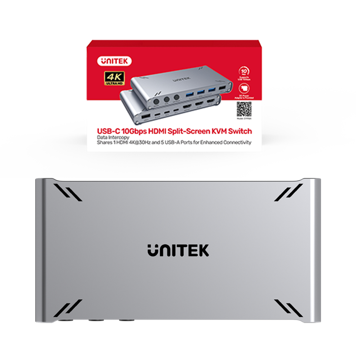 Unitek Przełącznik KVM USB-C 10Gbps z HDMI i transferem plików między systemami