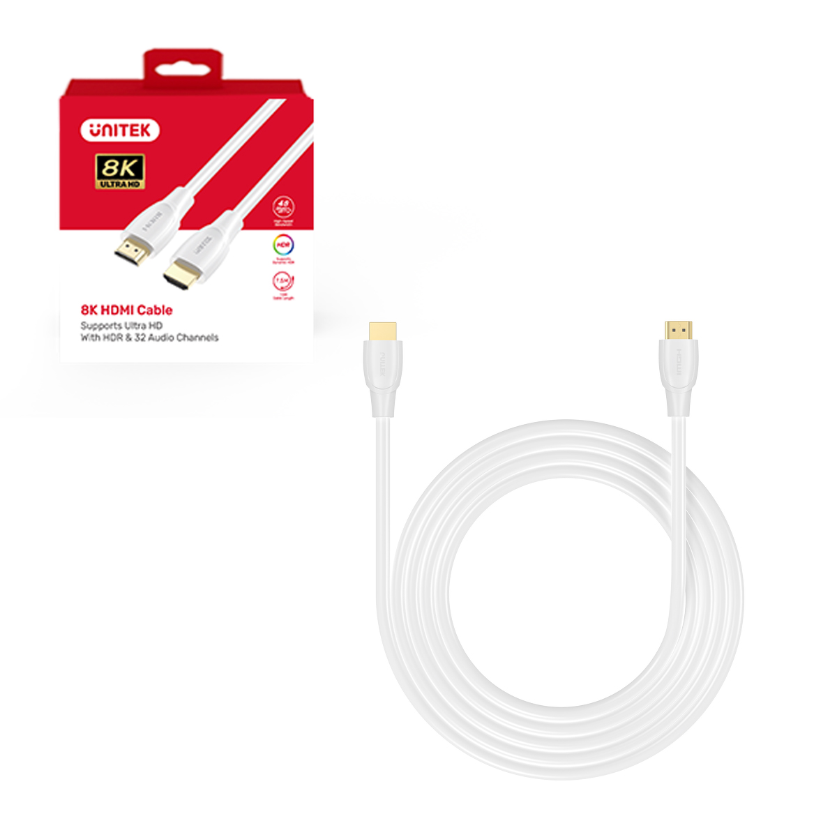 Unitek Kabel HDMI 2.1 8K HDR biały 2m