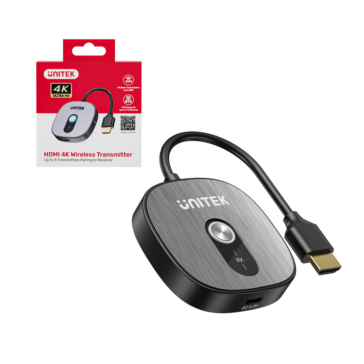 Unitek Bezprzewodowy transmiter (do odbiornika V1717C) | HDMI 4K@30Hz | P2P | Miracast | AirPlay