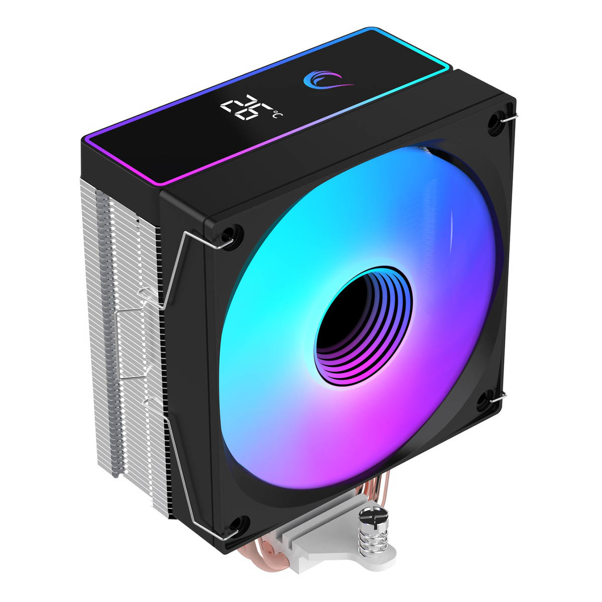 Rampage Octagon B70 Chłodzenie powietrzne CPU 120MM ARGB, wyświetlacz temperatury, czarne