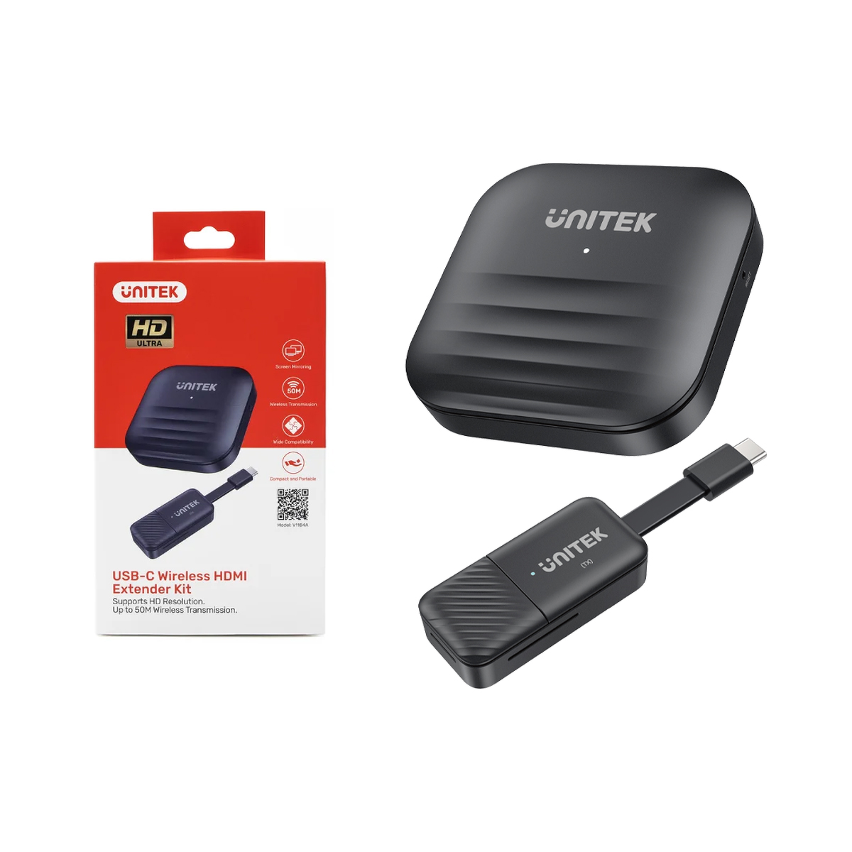 Unitek Bezprzewodowy nadajnik HDMI zasięg do 50m, czarny