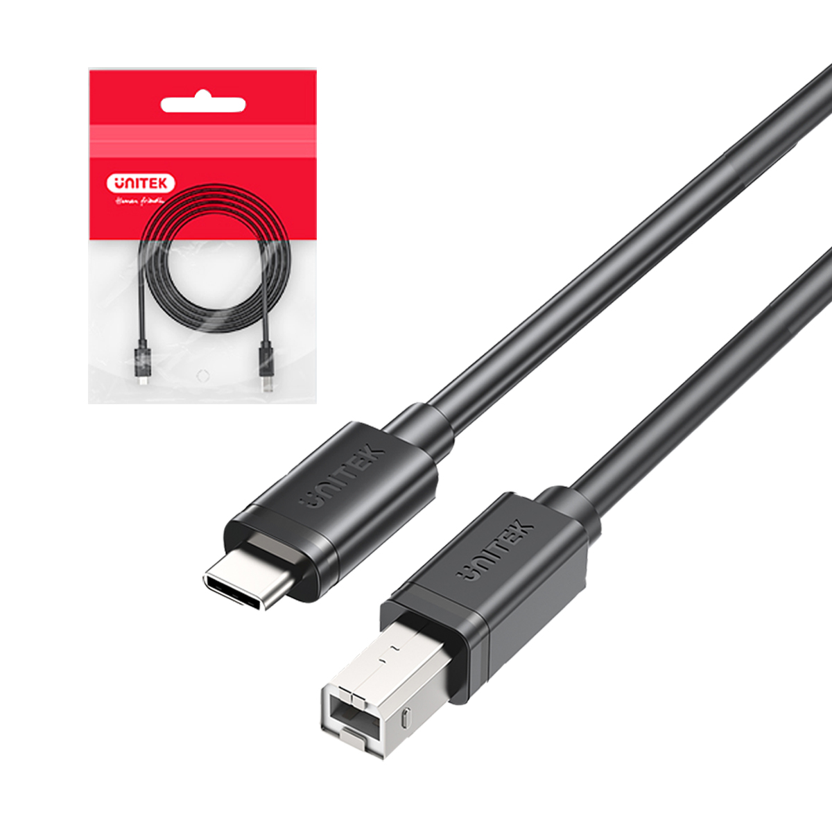 Unitek kabel do drukarki USB C na USB B 2.0 czarny 1m