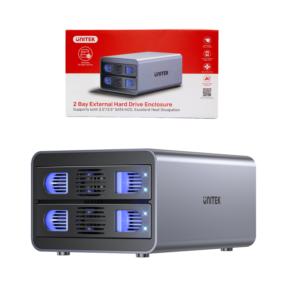 Unitek Obudowa RAID do dysku SATA 2.5''/3.5'' – 4 tryby, 40TB, 5Gb/s