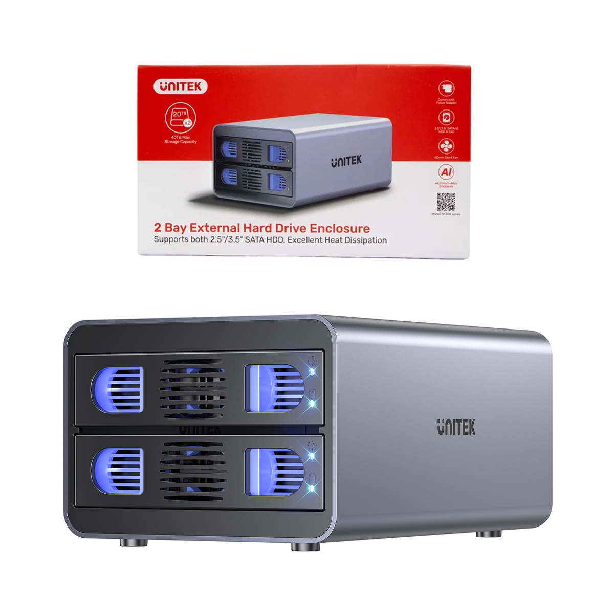 Unitek Obudowa RAID do dysku SATA 2.5''/3.5'' 4 tryby 40TB USB C 10Gb/s
