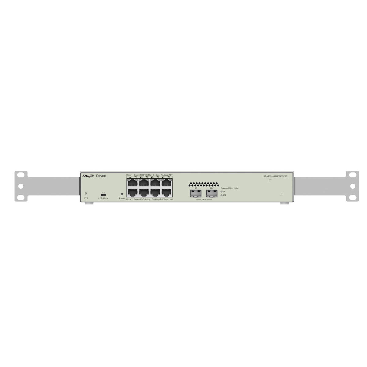 Ruijie Reyee RG-NBS3100-8GT2SFP-P-V2 | Switch Zarządzalny, 10 portów, 8xGE, 8xPoE, 125W, 2xSFP, L2, Desktop, Cloud