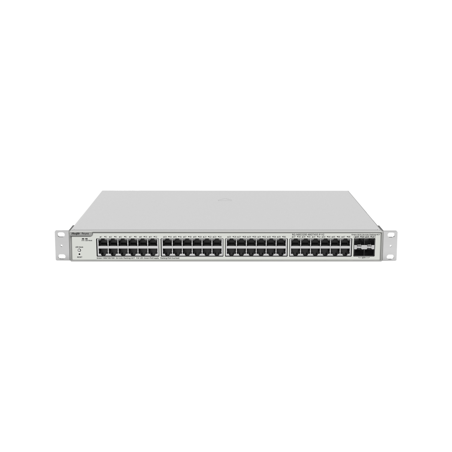 Ruijie Reyee RG-NBS3200-48GT4XS-P-V2 | Switch Zarządzalny, 52 portów, 48xGE, 48xPoE, 370W, 4xSFP+, L2, Rack, Cloud