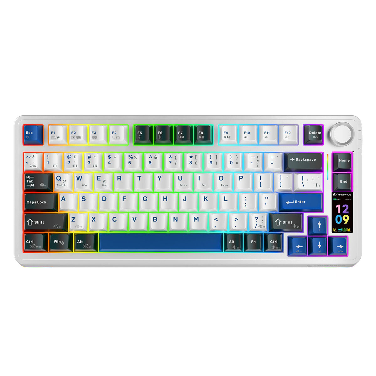 Rampage Quell Pro bezprzewodowa klawiatura mechaniczna Ekran, Gasket, Hot-Swap 2,4G + BT