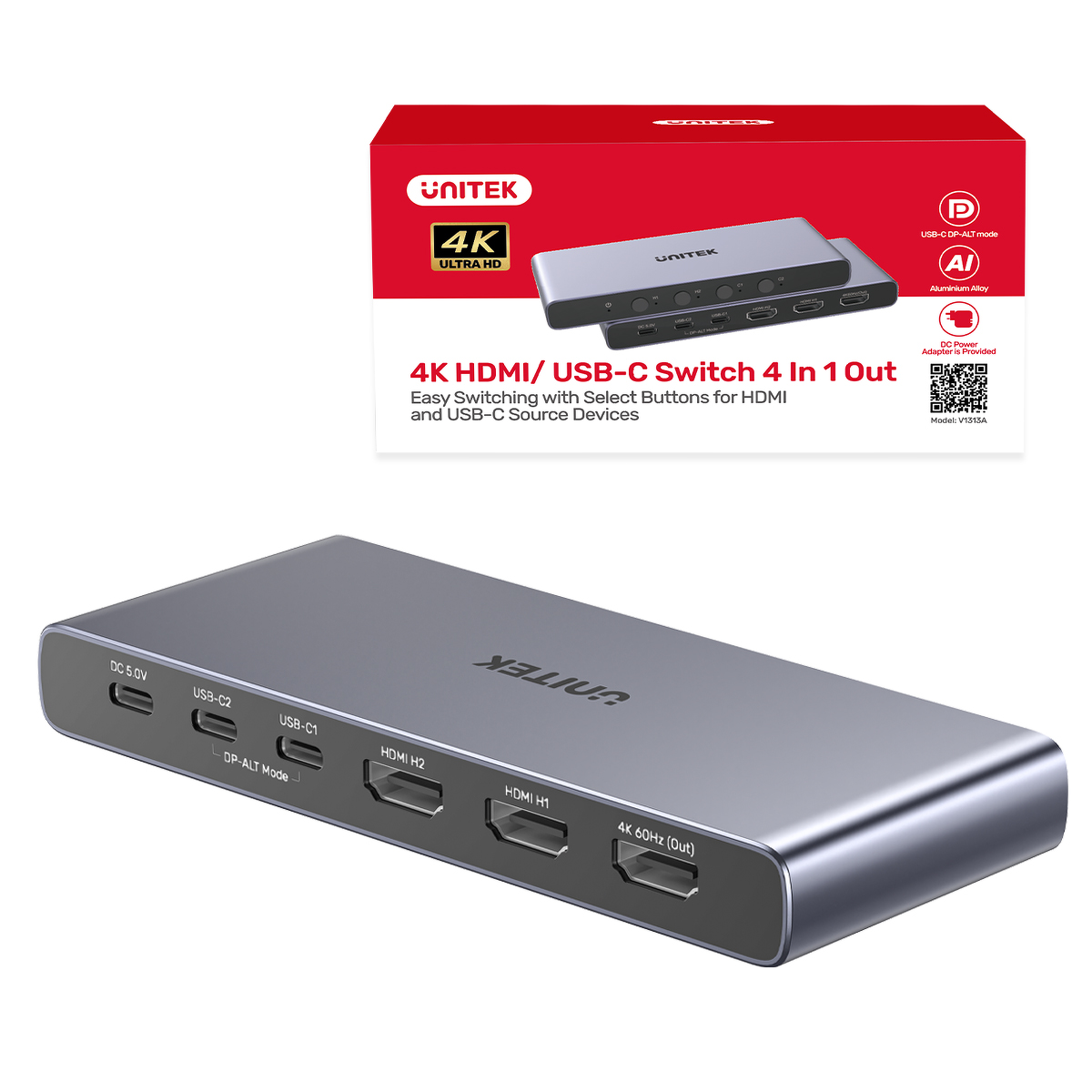 Unitek Przełącznik 4K HDMI/USB-C 4 in 1 out