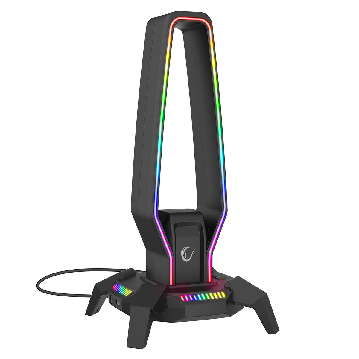 Rampage Stojak na słuchawki IGRIS RGB USB, USB-C, czarny