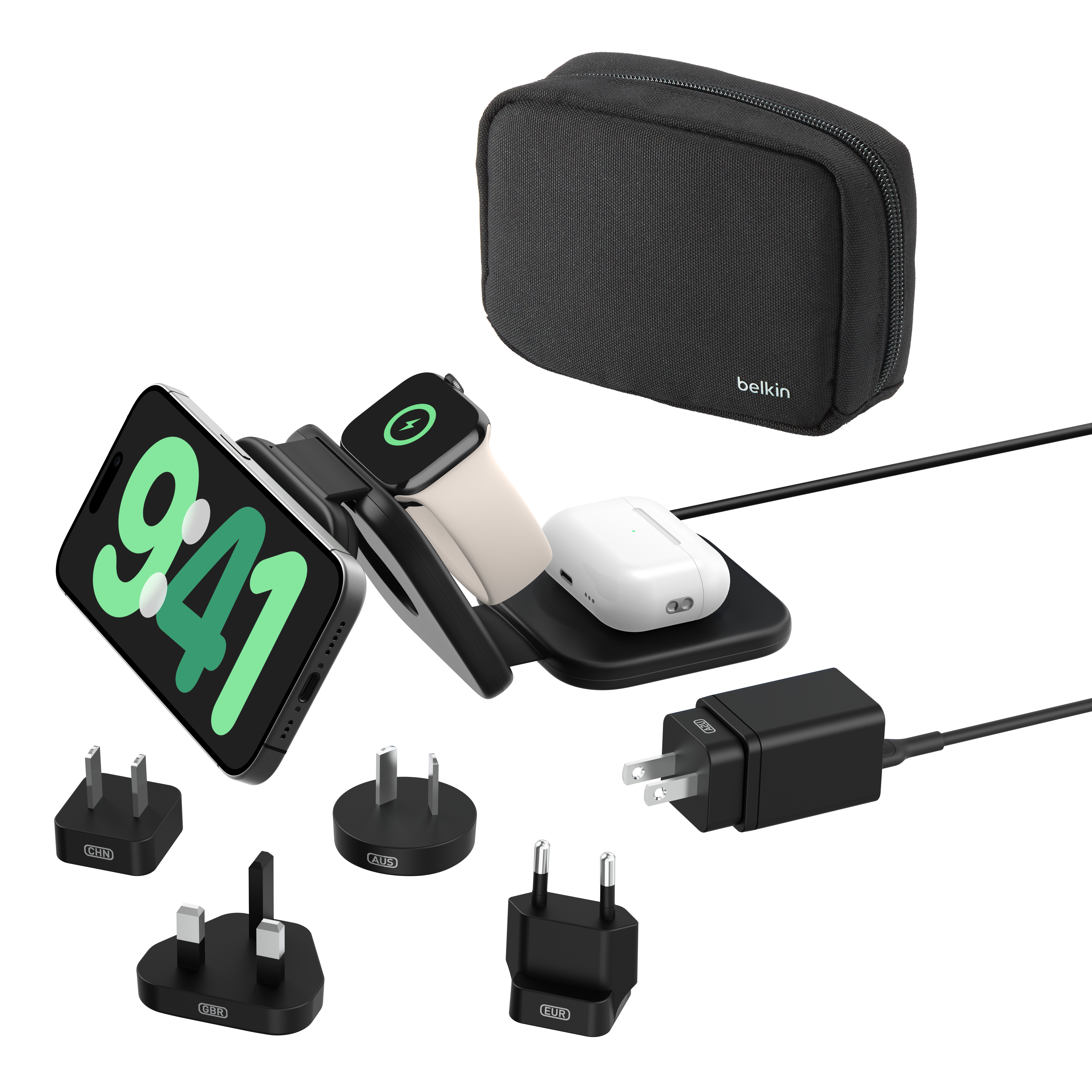 Belkin Podróżna magnetyczna podkładka ładująca Belkin 3 w 1, Qi2 15W