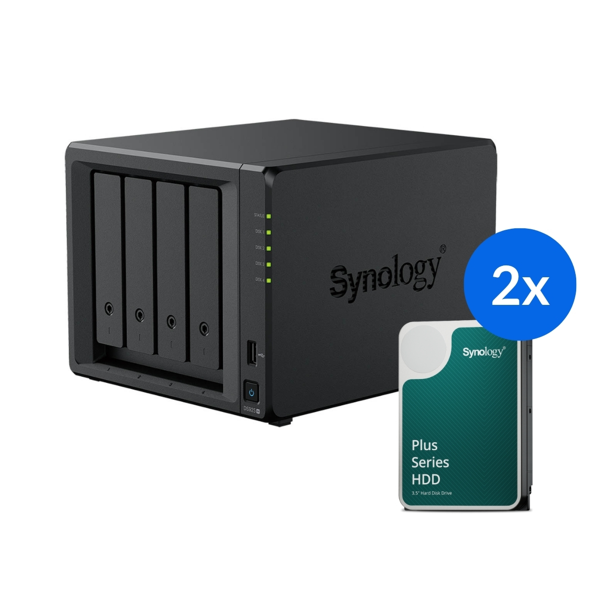Synology DS925+ /16T | 4-zatokowy serwer NAS w zestawie z dyskami o łącznej pojemności 16TB, Tower