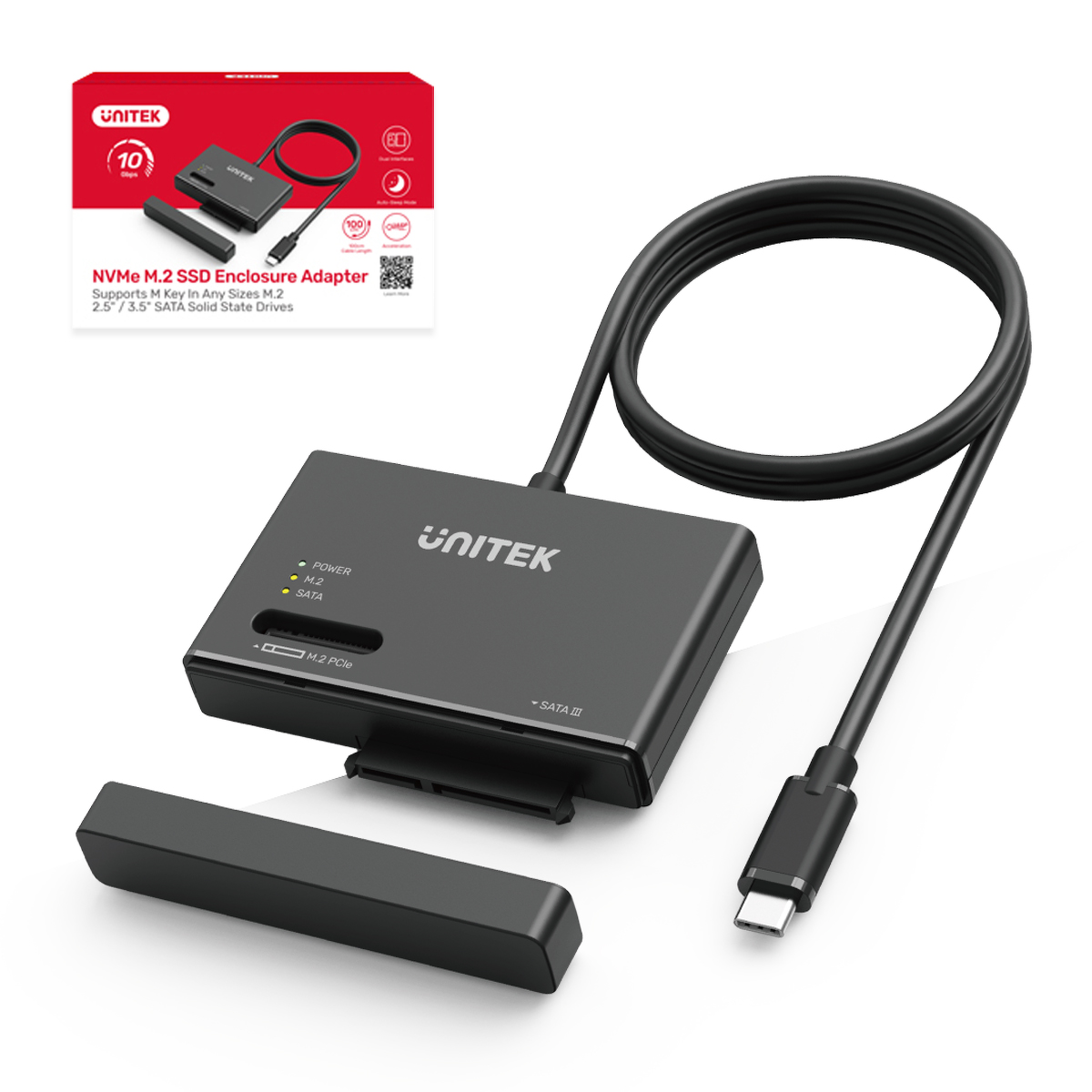 Unitek Mostek USB-C na dyski SATA i M.2 MVMe