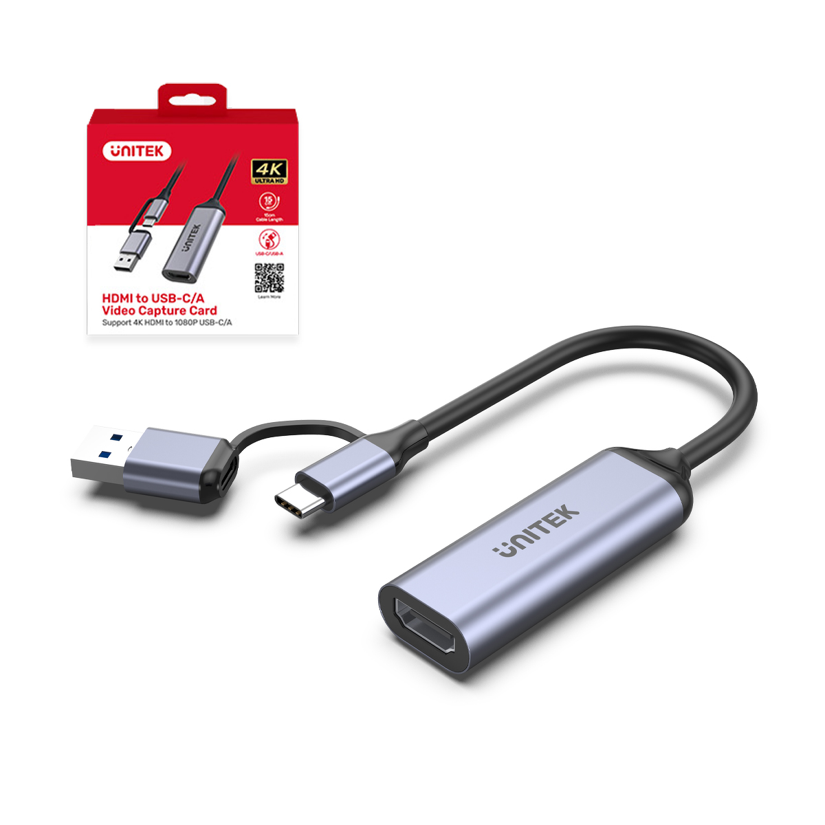 Unitek Grabber video USB-C/A, 4K HDMI 1.4b