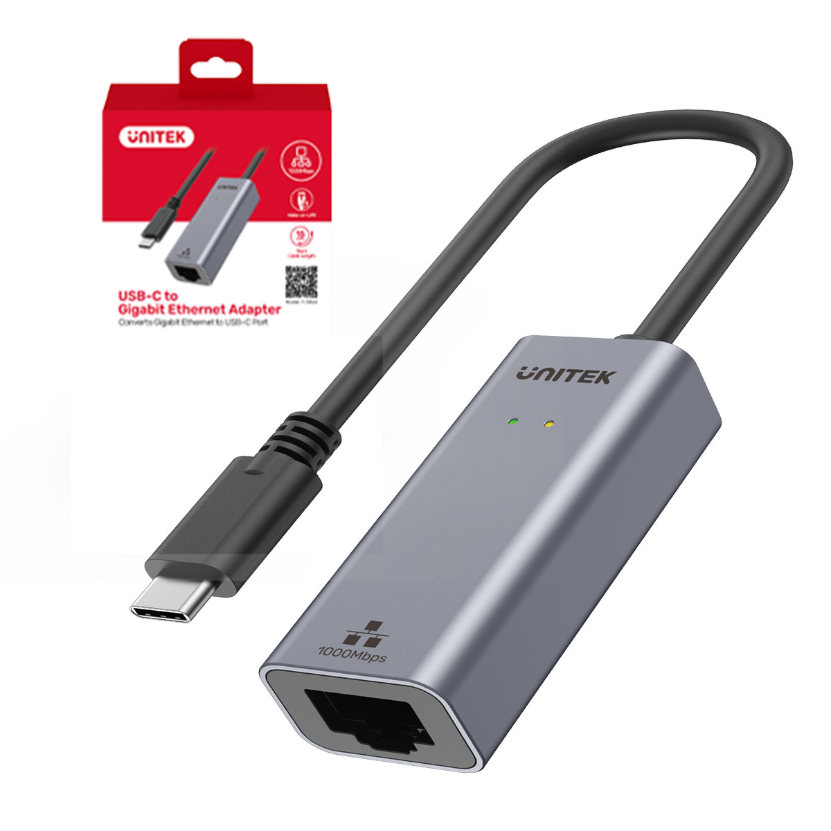 Unitek Adapter USB-C do sieci Gigabit Ethernet 1Gbps