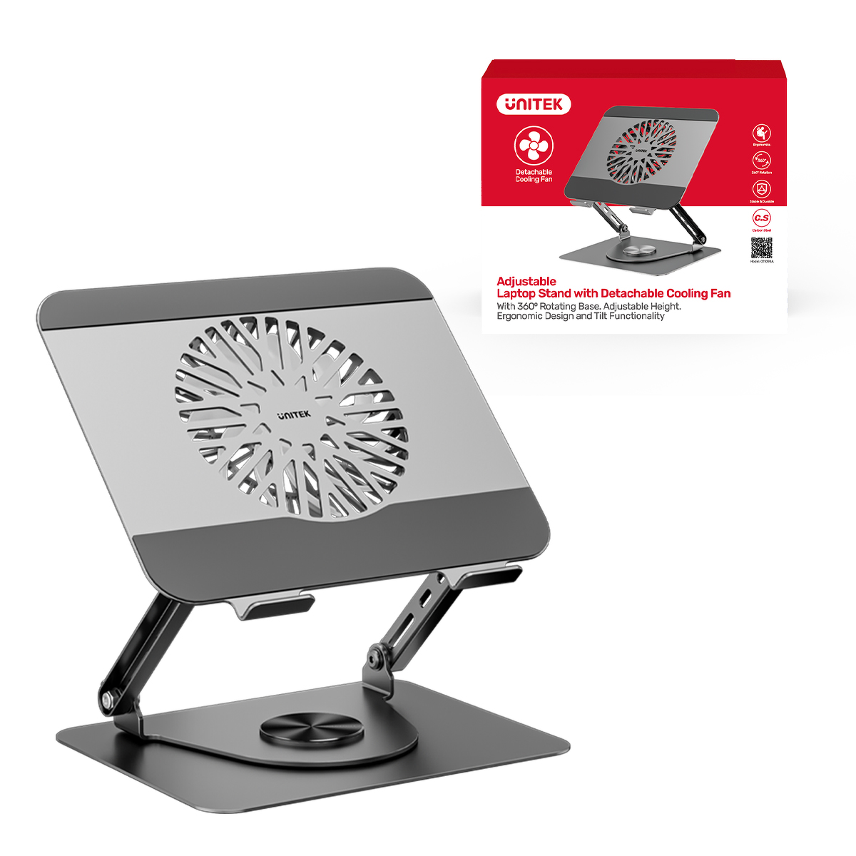 Unitek Podstawka chłodząca pod laptopa regulowana 360°, 8''- 17,3''